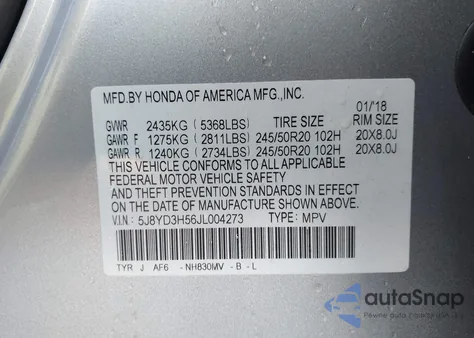 2018 Acura Mdx Technology Package Acurawatch Plus Pkg z USA, uszkodzony, nr VIN 5J8YD3H56JL004273